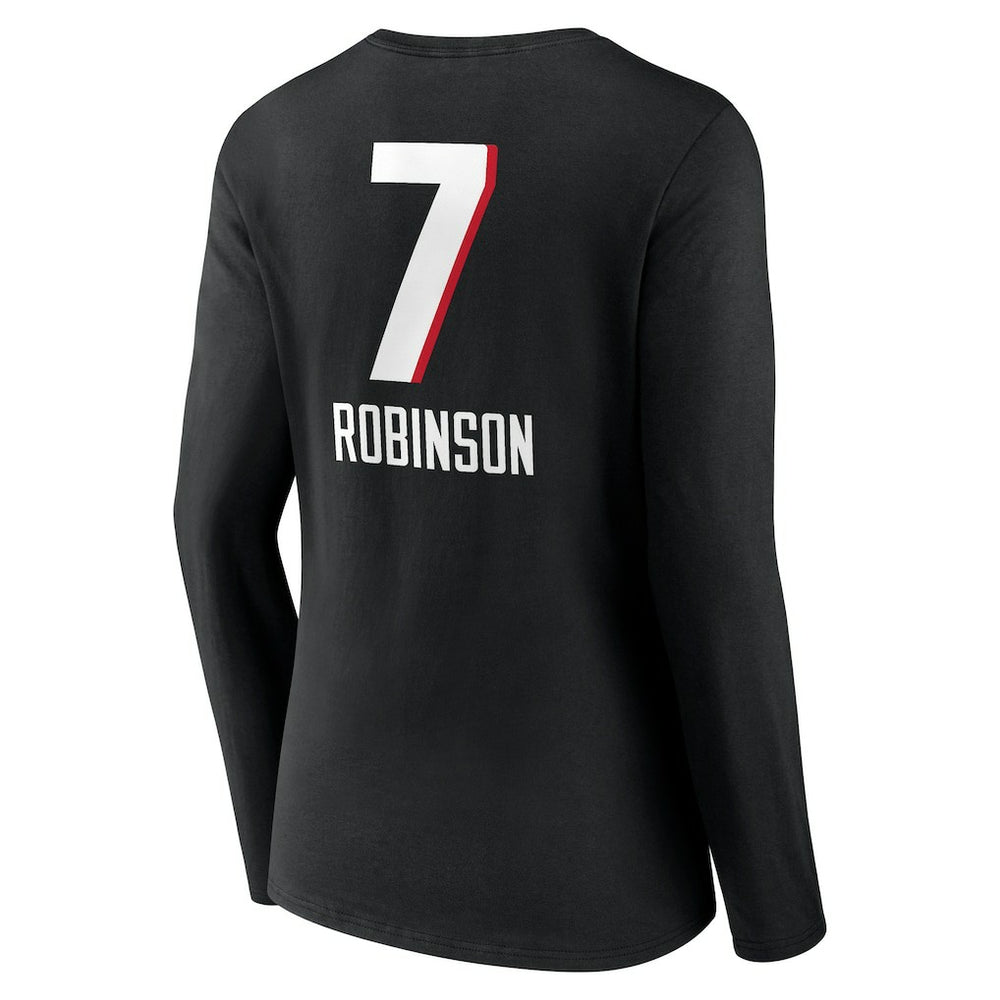 NFL Atlanta Falcons Bijan Robinson  Women's Team Wordmark Name & Number Long Sleeve V-Neck T-Shirt