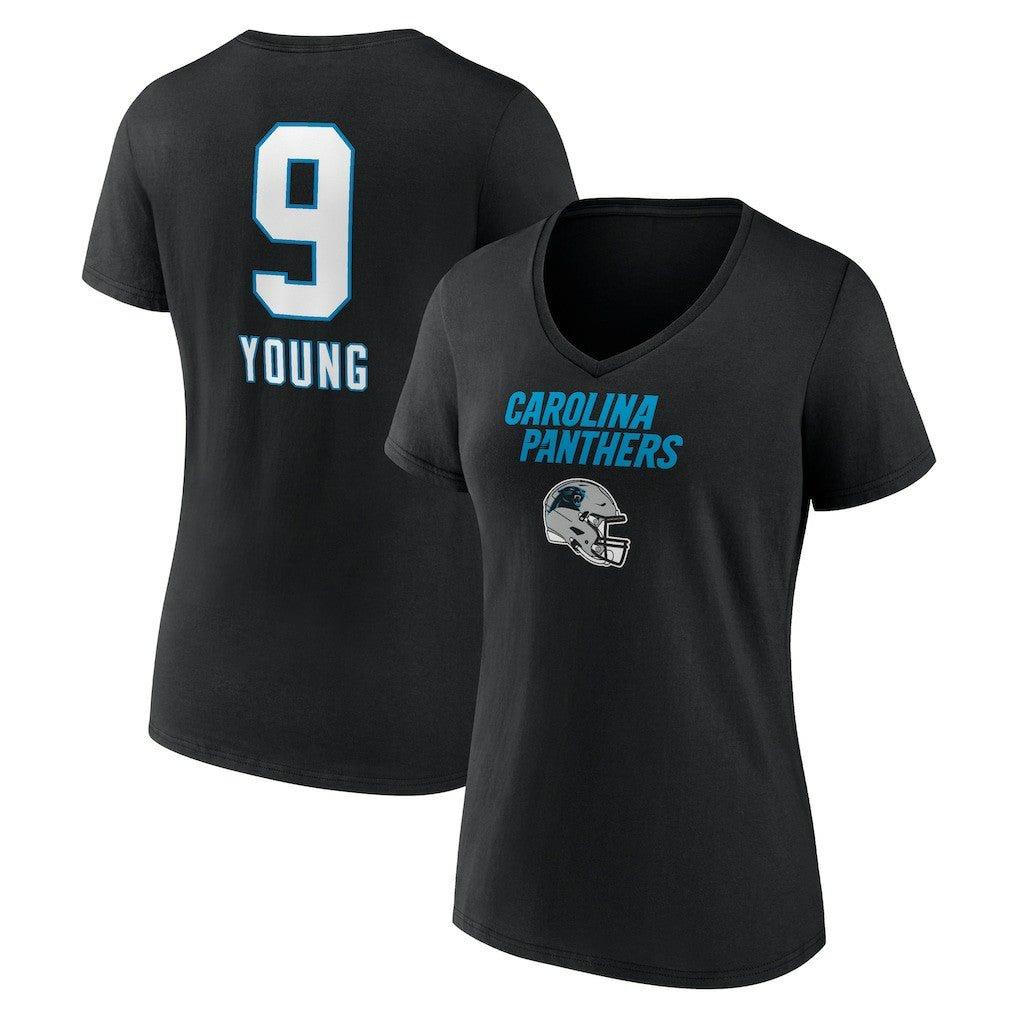 NFL Carolina Panthers Bryce Young  Women's Team Wordmark Name & Number V-Neck T-Shirt