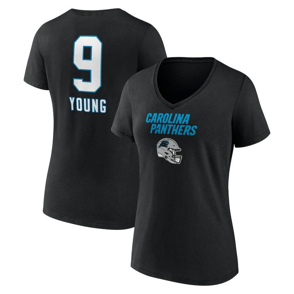 NFL Carolina Panthers Bryce Young  Women's Team Wordmark Name & Number V-Neck T-Shirt