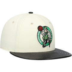 Boston Celtics Faux Leather Visor Two-Tone 59FIFTY Fitted Hat - White/Black | New Era on sale