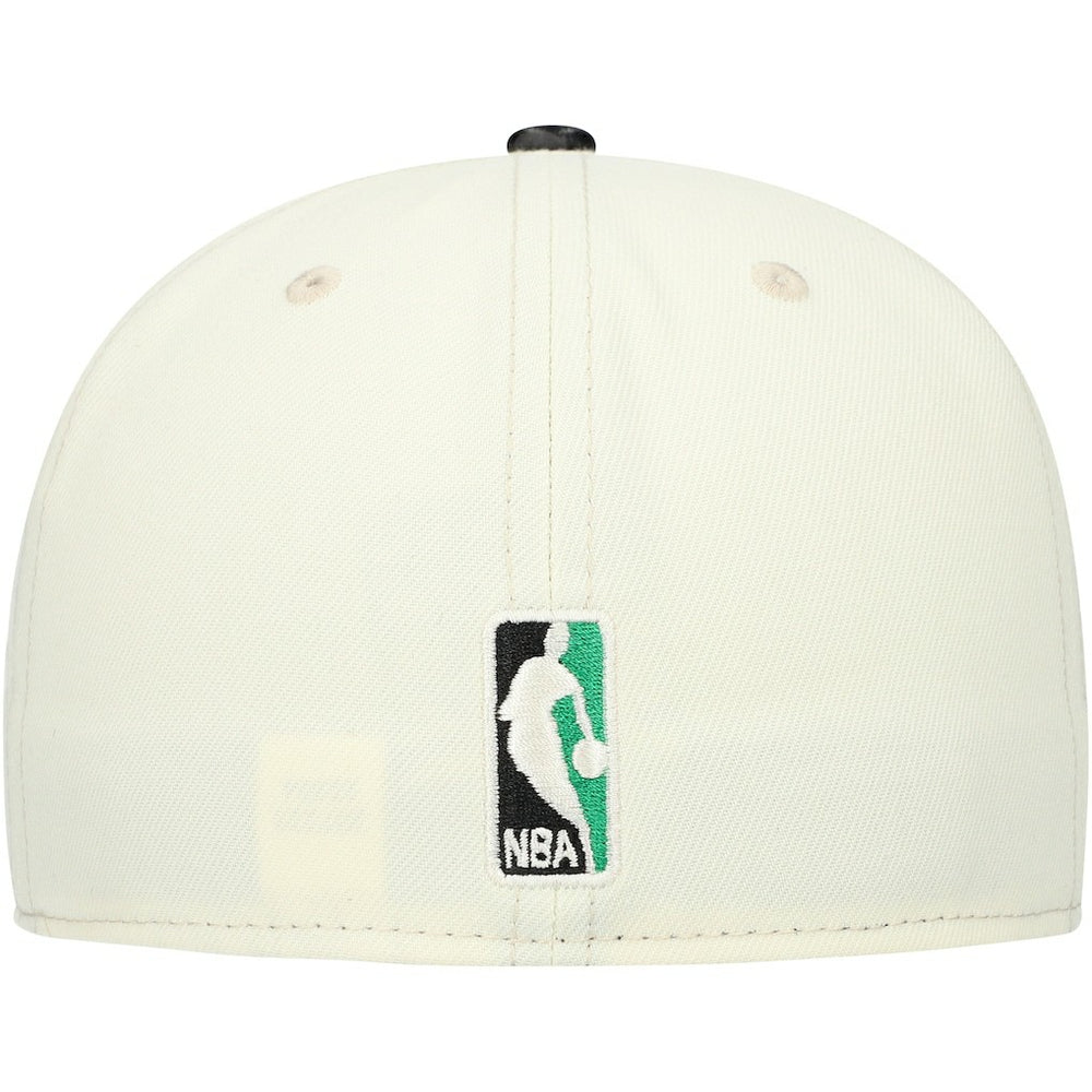 Boston Celtics Faux Leather Visor Two-Tone 59FIFTY Fitted Hat - White/Black | New Era on sale