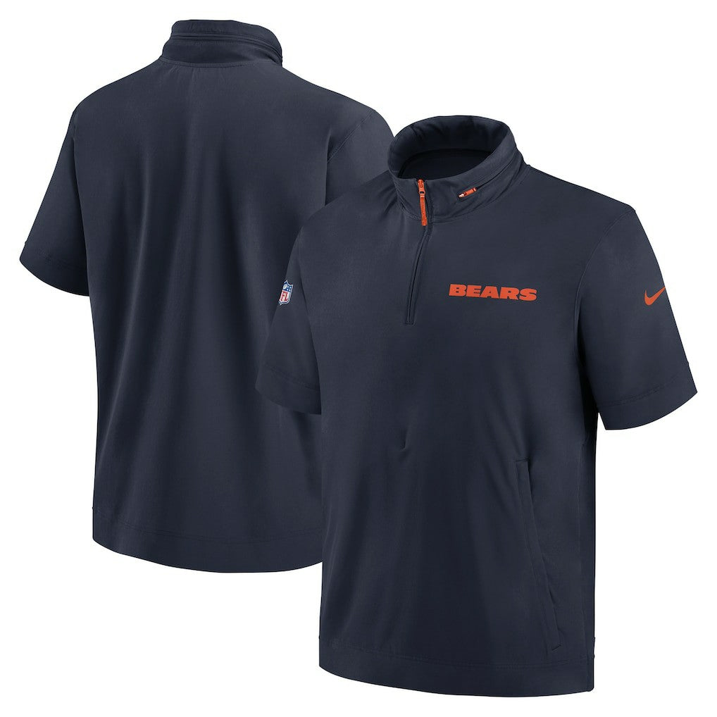 NFL Chicago Bears 2024 Sideline Coach Short Sleeve Half-Zip Hoodie Jacket
