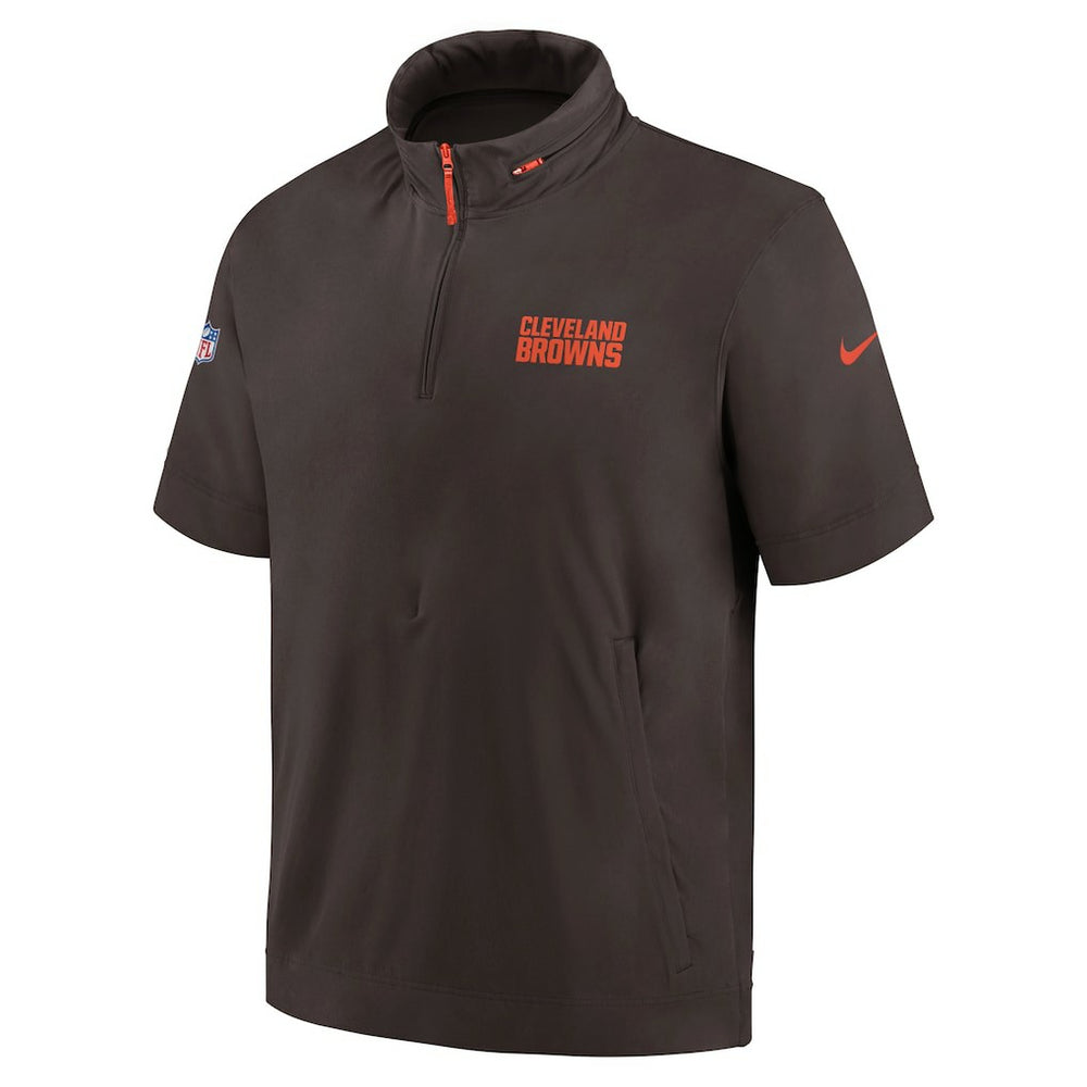 NFL Cleveland Browns 2024 Sideline Coach Short Sleeve Half-Zip Hoodie Jacket