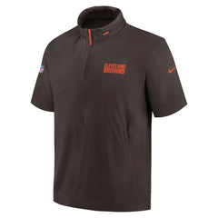 NFL Cleveland Browns 2024 Sideline Coach Short Sleeve Half-Zip Hoodie Jacket
