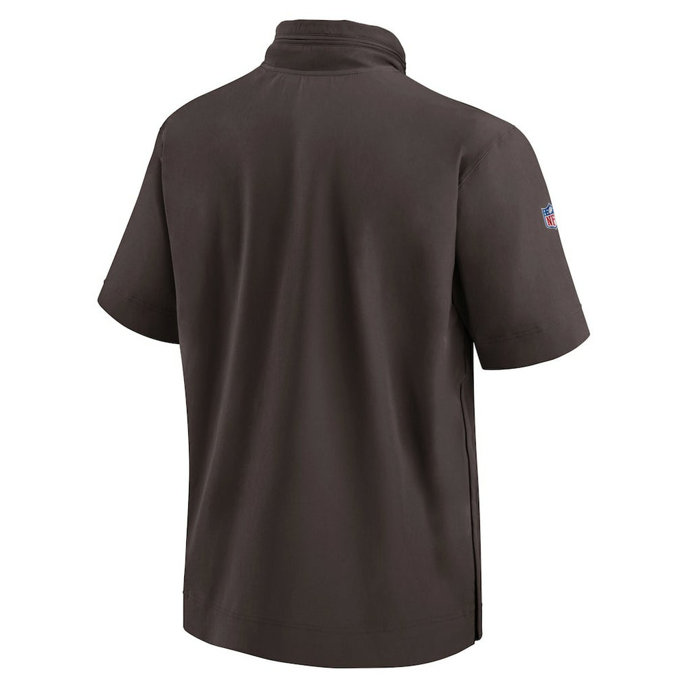 NFL Cleveland Browns 2024 Sideline Coach Short Sleeve Half-Zip Hoodie Jacket