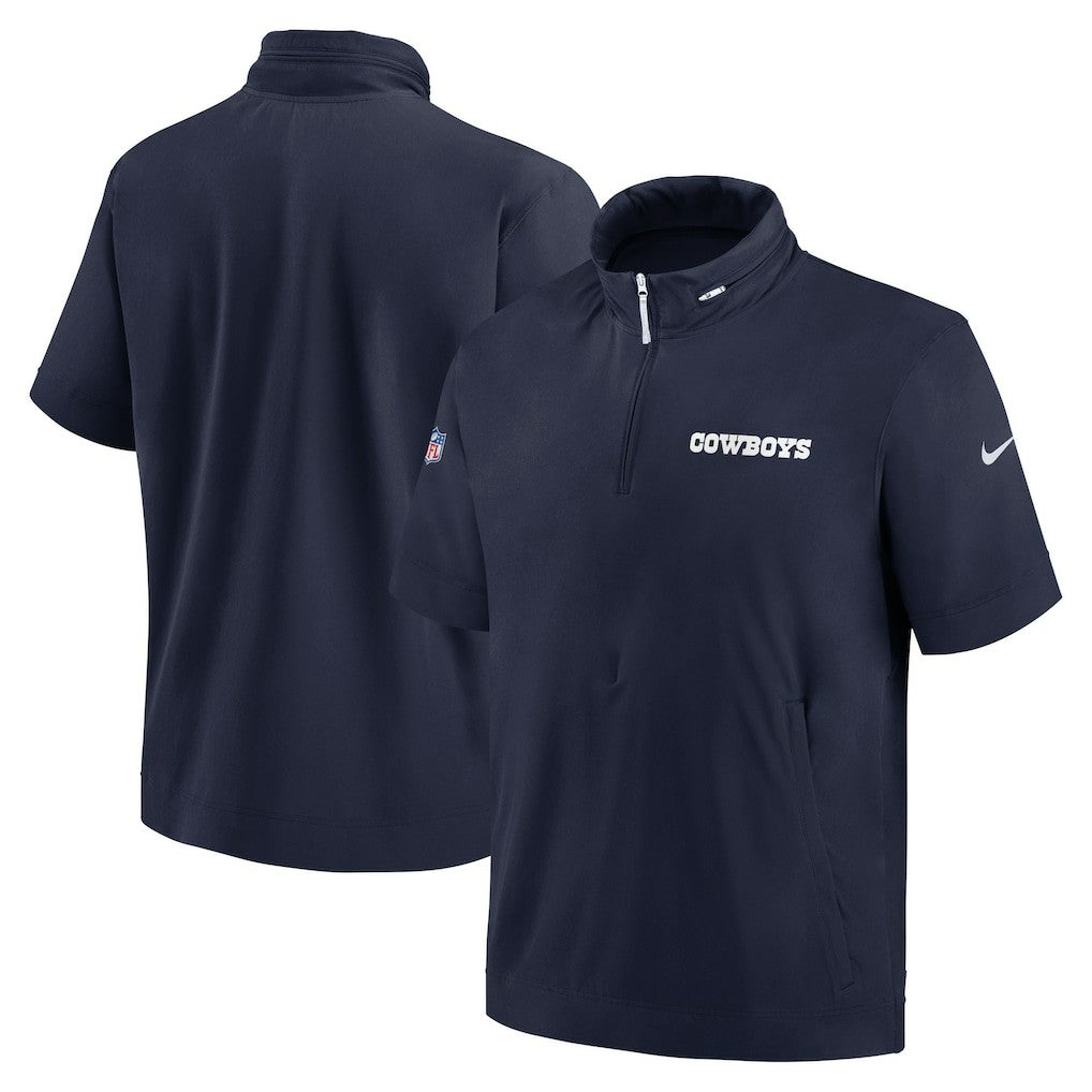 NFL Dallas Cowboys 2024 Sideline Coach Short Sleeve Half-Zip Hoodie Jacket