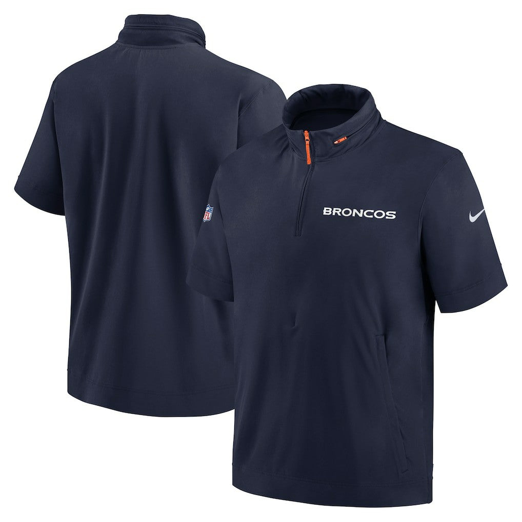 NFL Denver Broncos 2024 Sideline Coach Short Sleeve Half-Zip Hoodie Jacket