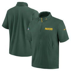 NFL Green Bay Packers 2024 Sideline Coach Short Sleeve Half-Zip Hoodie Jacket