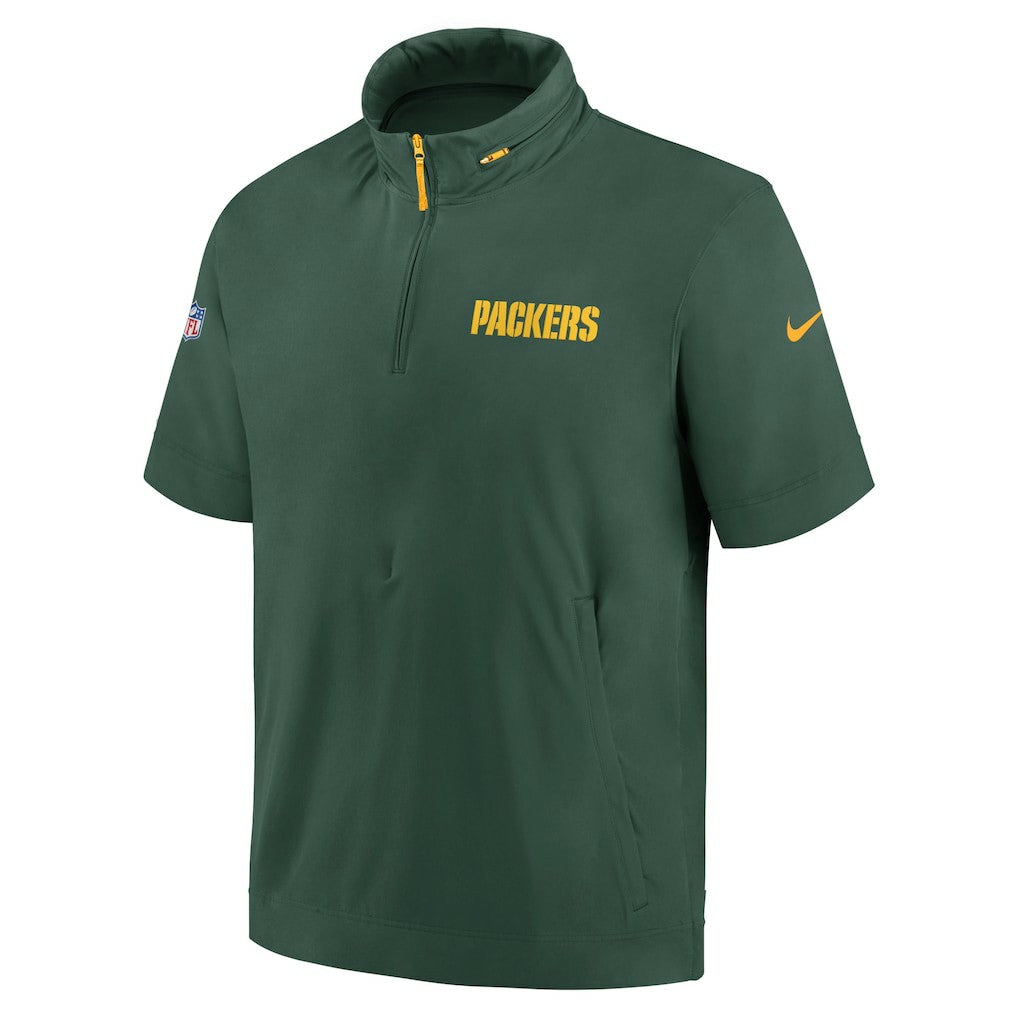 NFL Green Bay Packers 2024 Sideline Coach Short Sleeve Half-Zip Hoodie Jacket