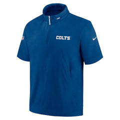NFL Indianapolis Colts 2024 Sideline Coach Short Sleeve Half-Zip Hoodie Jacket