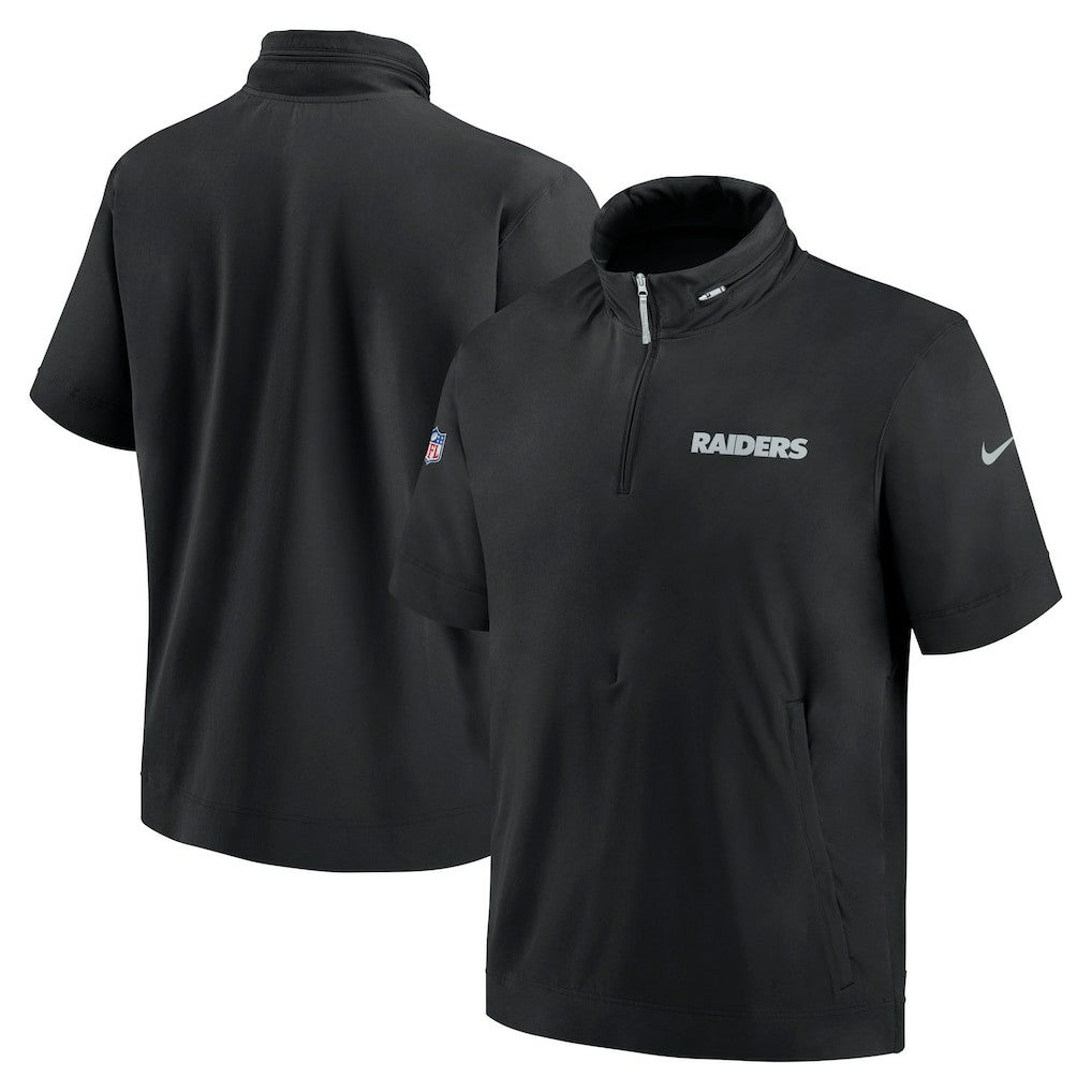 NFL Las Vegas Raiders 2024 Sideline Coach Short Sleeve Half-Zip Hoodie Jacket