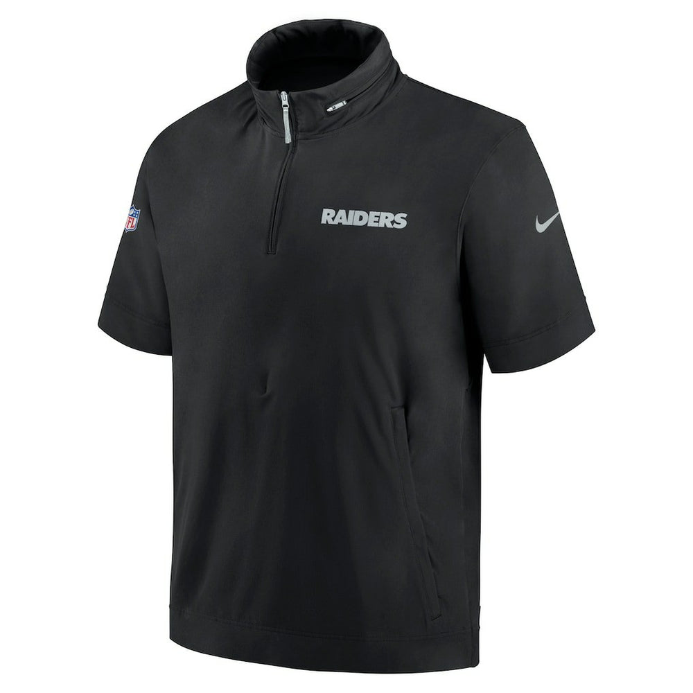 NFL Las Vegas Raiders 2024 Sideline Coach Short Sleeve Half-Zip Hoodie Jacket