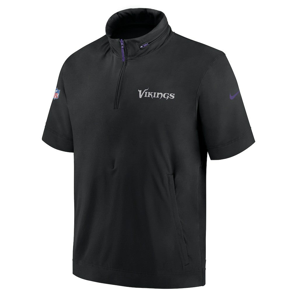 NFL Minnesota Vikings 2024 Sideline Coach Short Sleeve Half-Zip Hoodie Jacket