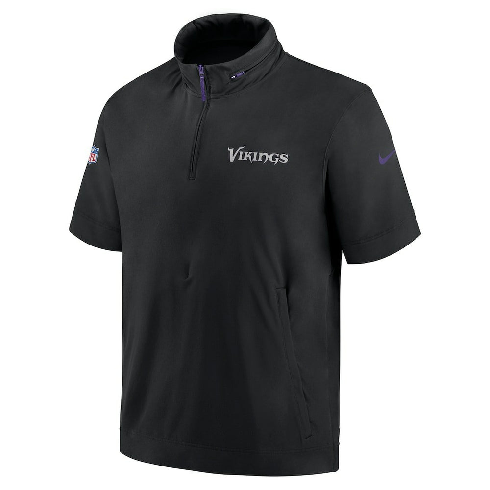 NFL Minnesota Vikings 2024 Sideline Coach Short Sleeve Half-Zip Hoodie Jacket