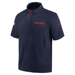 NFL New England Patriots 2024 Sideline Coach Short Sleeve Half-Zip Hoodie Jacket