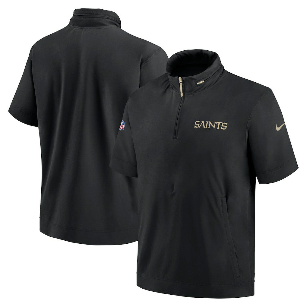 NFL New Orleans Saints 2024 Sideline Coach Short Sleeve Half-Zip Hoodie Jacket