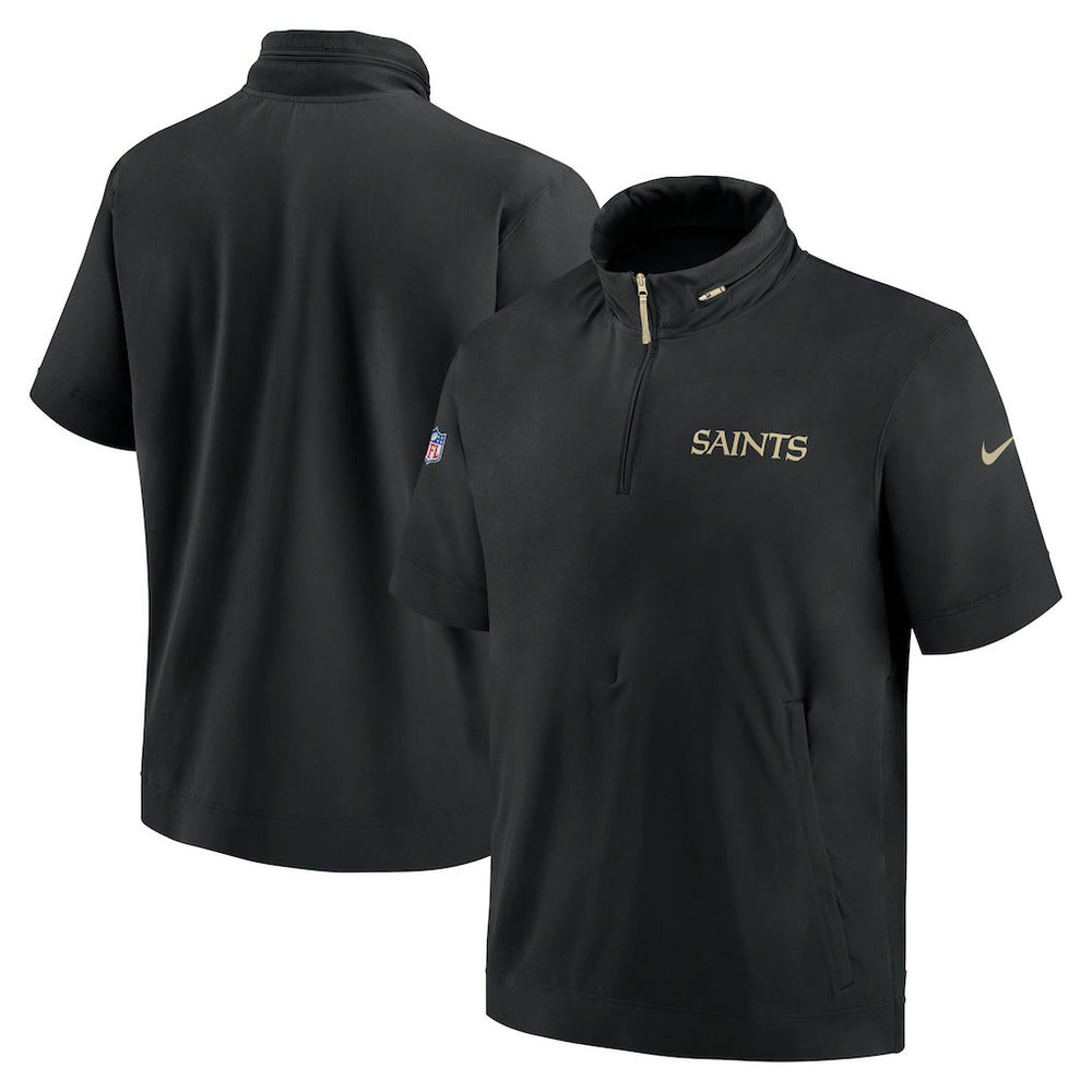 NFL New Orleans Saints 2024 Sideline Coach Short Sleeve Half-Zip Hoodie Jacket