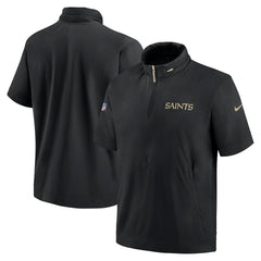NFL New Orleans Saints 2024 Sideline Coach Short Sleeve Half-Zip Hoodie Jacket
