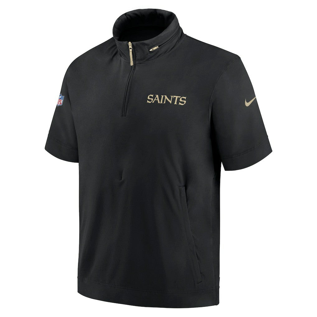 NFL New Orleans Saints 2024 Sideline Coach Short Sleeve Half-Zip Hoodie Jacket