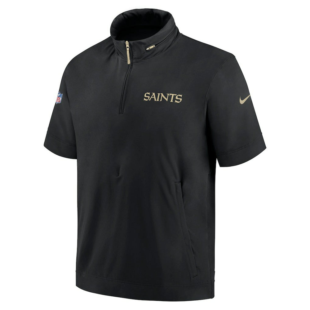 NFL New Orleans Saints 2024 Sideline Coach Short Sleeve Half-Zip Hoodie Jacket
