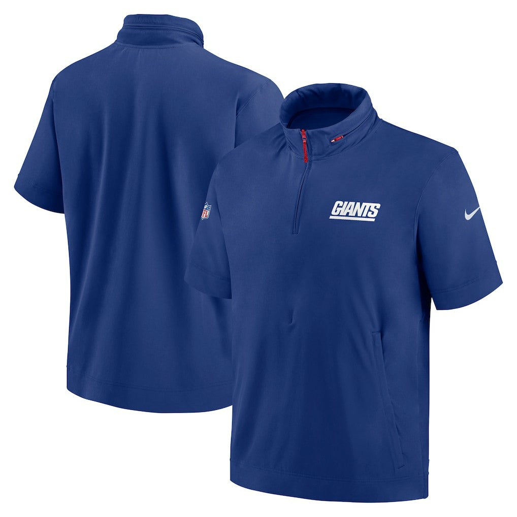 NFL New York Giants 2024 Sideline Coach Short Sleeve Half-Zip Hoodie Jacket