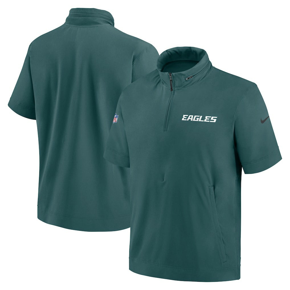 NFL Philadelphia Eagles 2024 Sideline Coach Short Sleeve Half-Zip Hoodie Jacket
