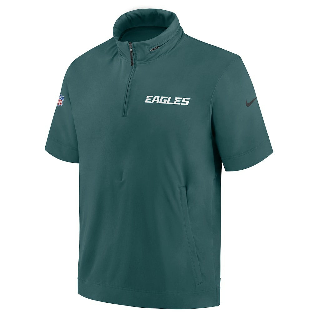 NFL Philadelphia Eagles 2024 Sideline Coach Short Sleeve Half-Zip Hoodie Jacket