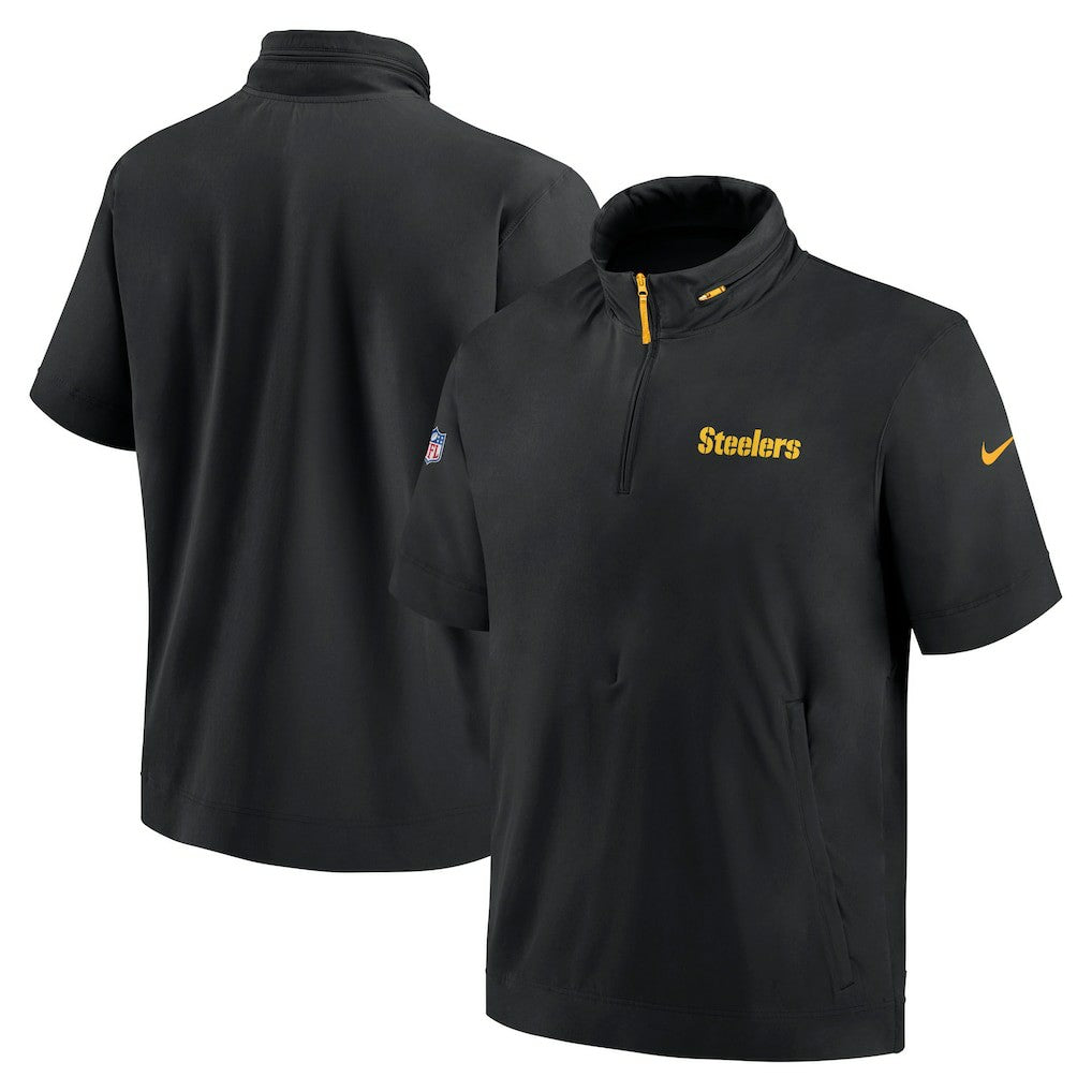 NFL Pittsburgh Steelers 2024 Sideline Coach Short Sleeve Half-Zip Hoodie Jacket