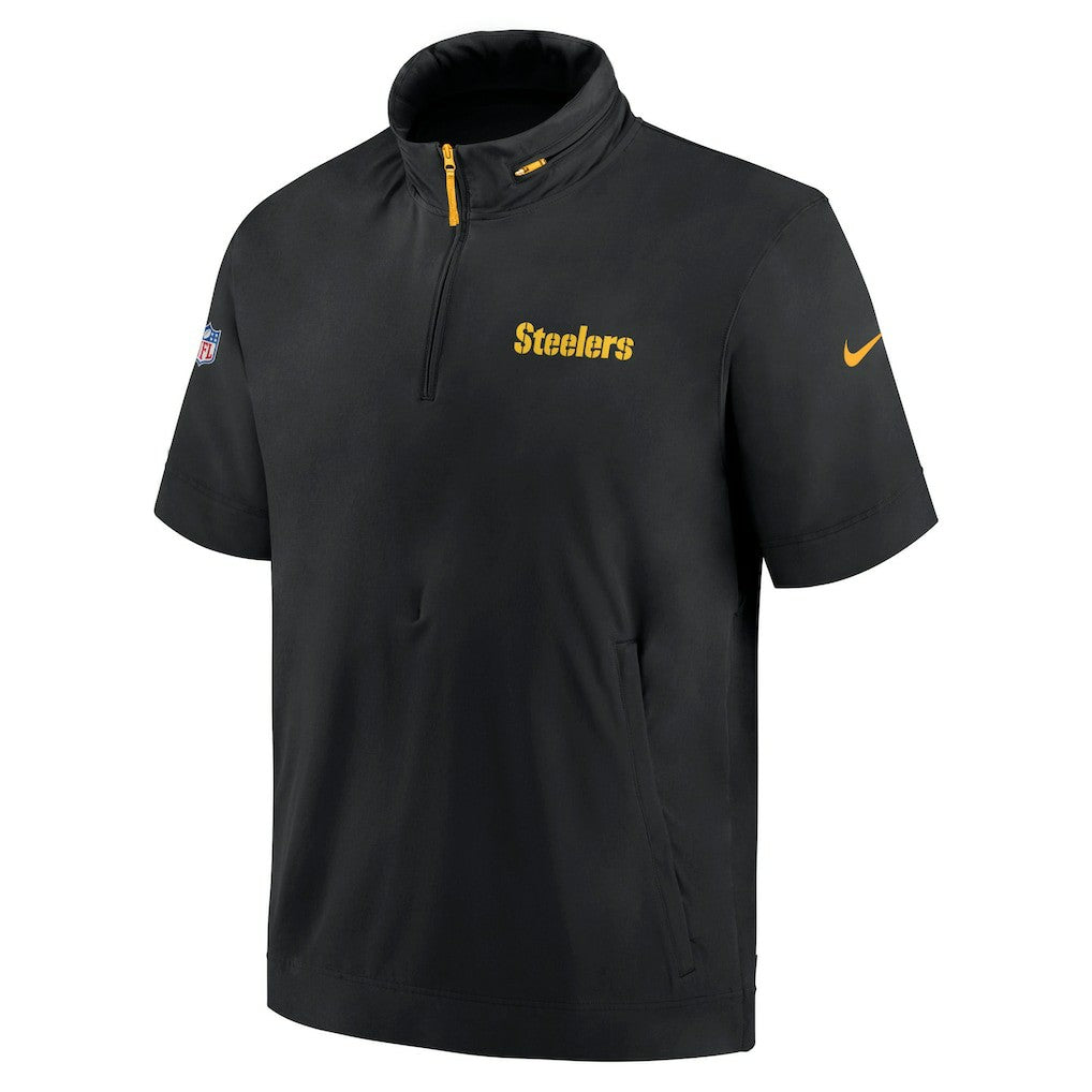 NFL Pittsburgh Steelers 2024 Sideline Coach Short Sleeve Half-Zip Hoodie Jacket