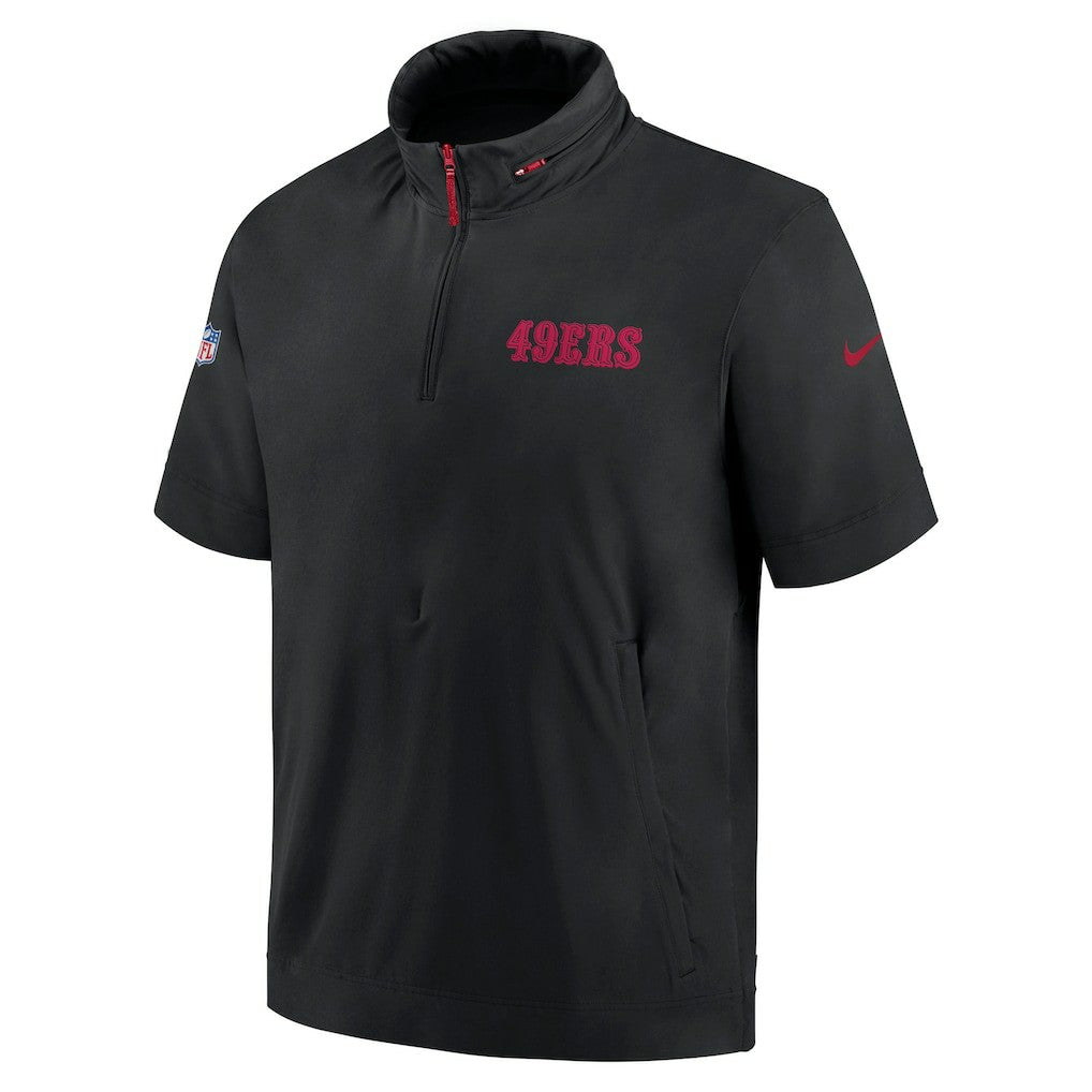 NFL San Francisco 49ers 2024 Sideline Coach Short Sleeve Half-Zip Hoodie Jacket