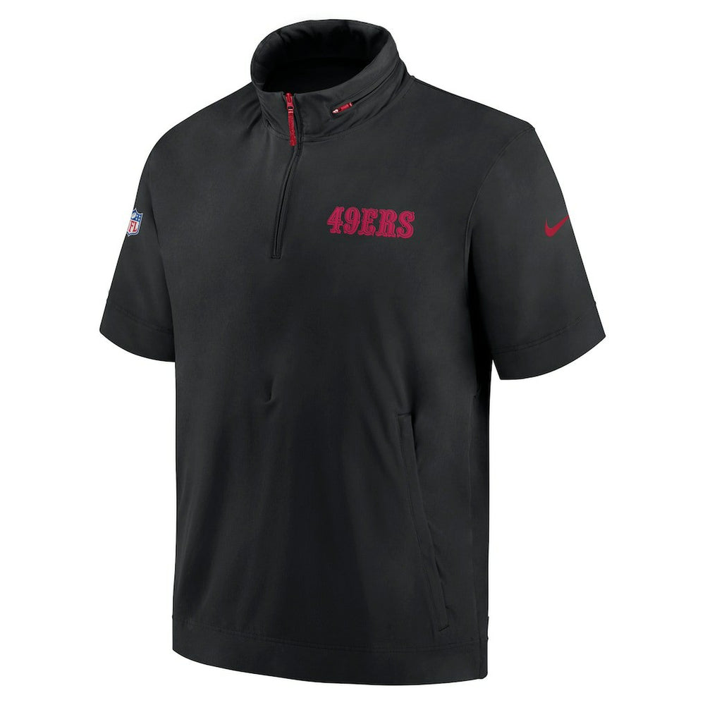 NFL San Francisco 49ers 2024 Sideline Coach Short Sleeve Half-Zip Hoodie Jacket