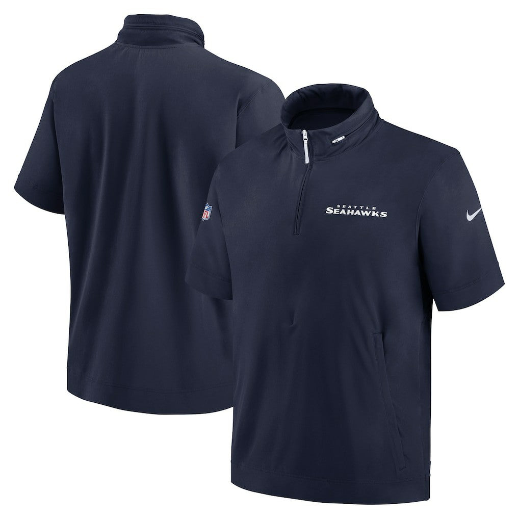 NFL Seattle Seahawks 2024 Sideline Coach Short Sleeve Half-Zip Hoodie Jacket