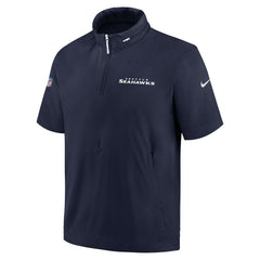NFL Seattle Seahawks 2024 Sideline Coach Short Sleeve Half-Zip Hoodie Jacket