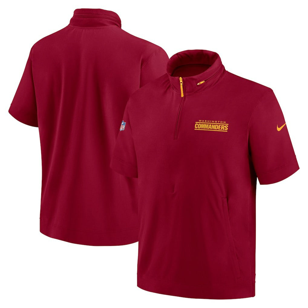 NFL Washington Commanders 2024 Sideline Coach Short Sleeve Half-Zip Hoodie Jacket