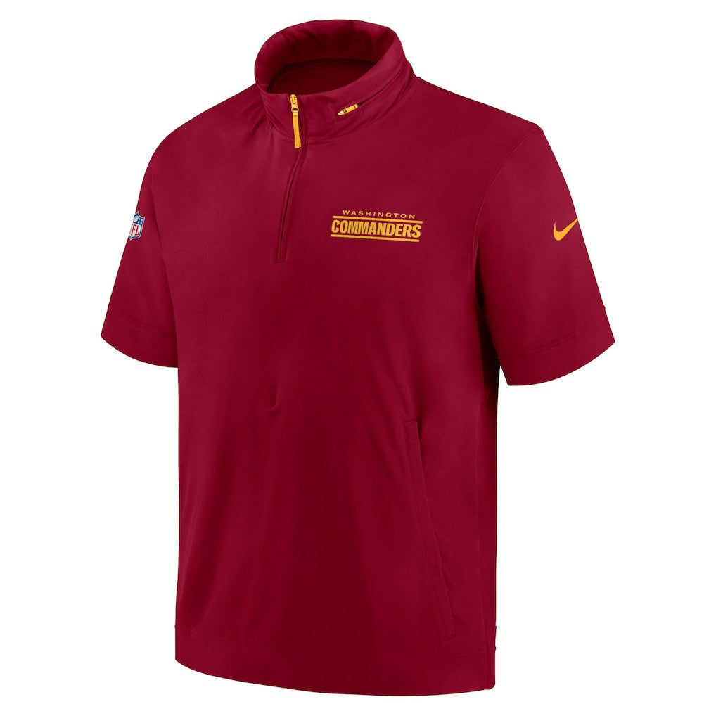 NFL Washington Commanders 2024 Sideline Coach Short Sleeve Half-Zip Hoodie Jacket