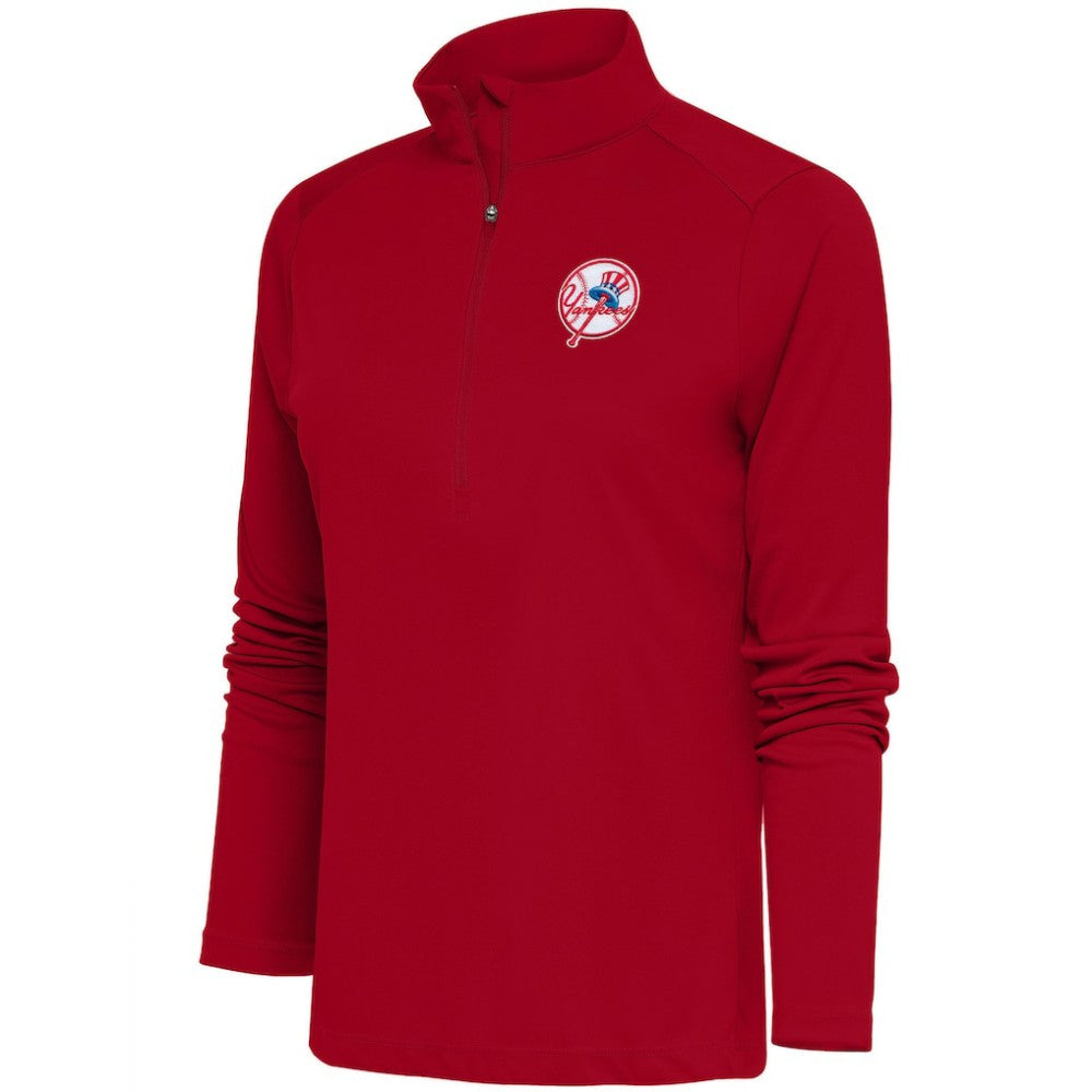 New York Yankees Antigua Women's Cooperstown Tribute Half-Zip Pullover Top - Red