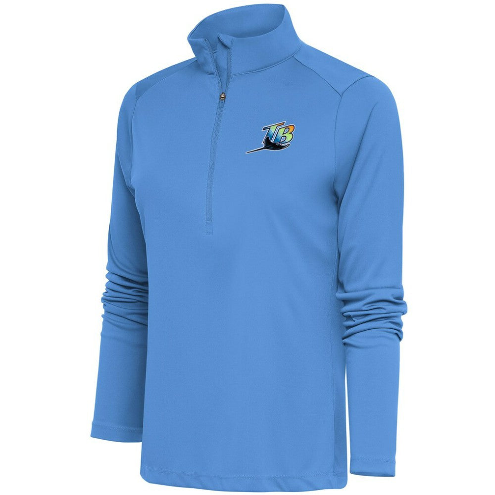 Tampa Bay Rays Antigua Women's Cooperstown Tribute Half-Zip Pullover Top - Powder Blue