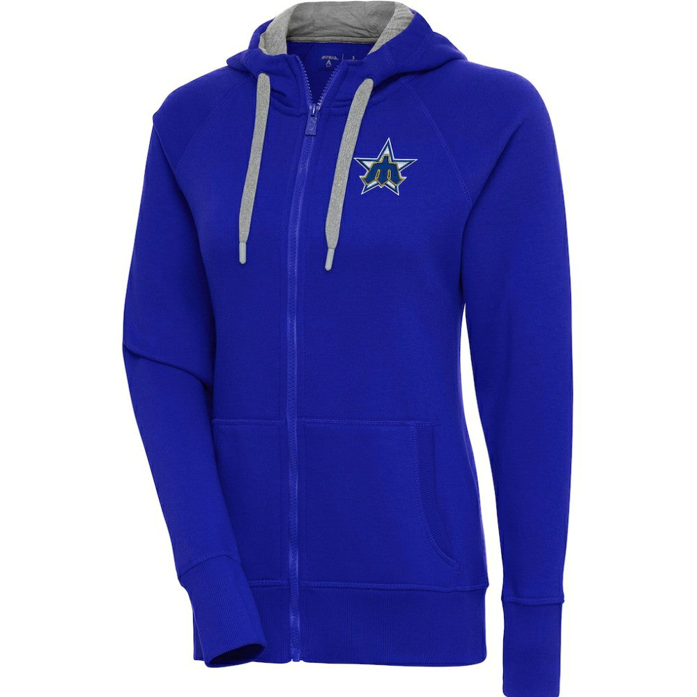 Seattle Mariners Antigua Women's Cooperstown Victory Full-Zip Hoodie - Royal