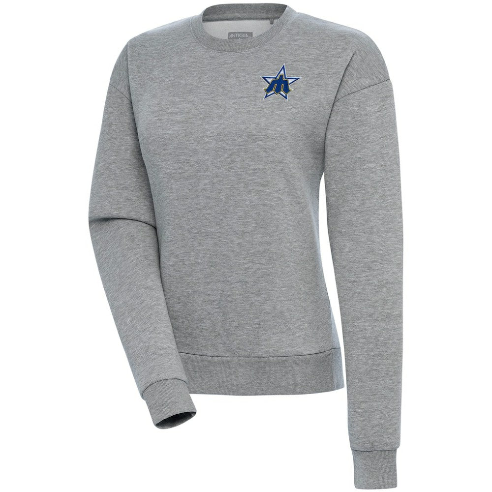 Seattle Mariners Antigua Women's Cooperstown Victory Crewneck Pullover Sweatshirt - Heather Gray