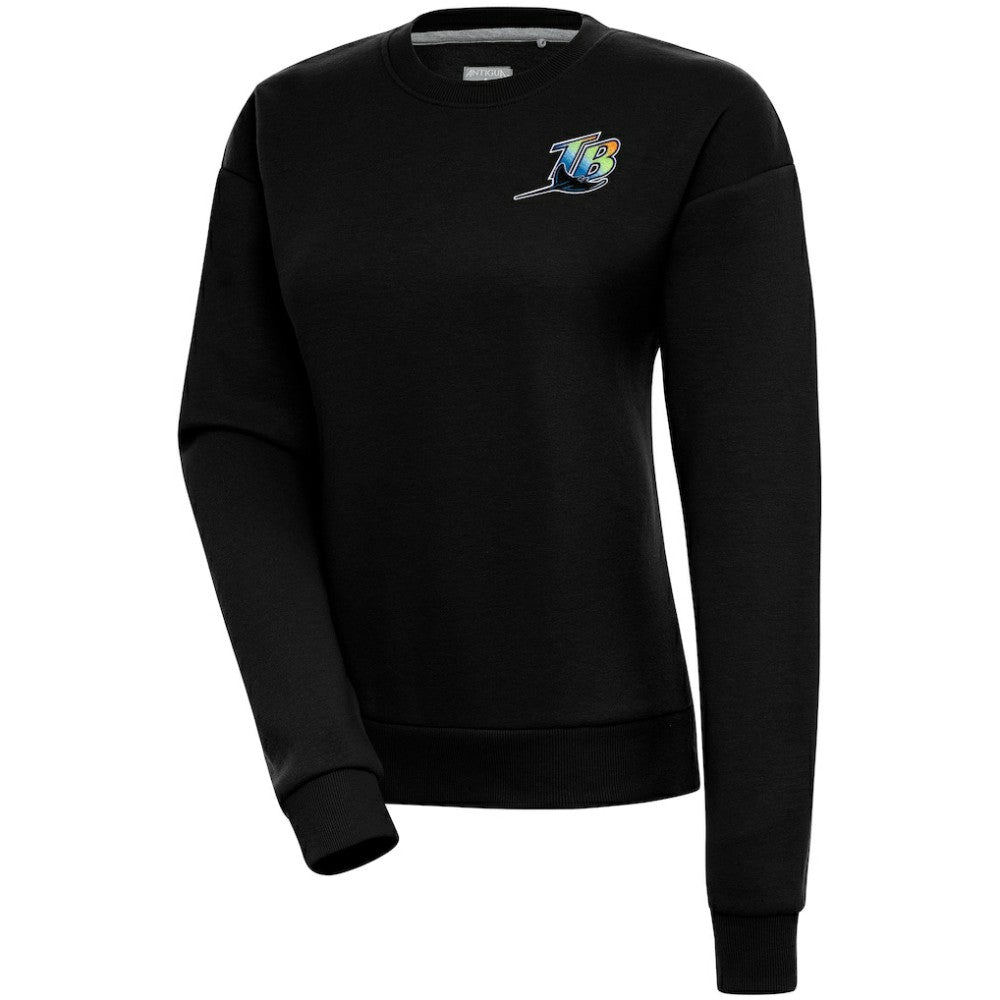 Tampa Bay Rays Antigua Women's Cooperstown Victory Crewneck Pullover Sweatshirt - Black