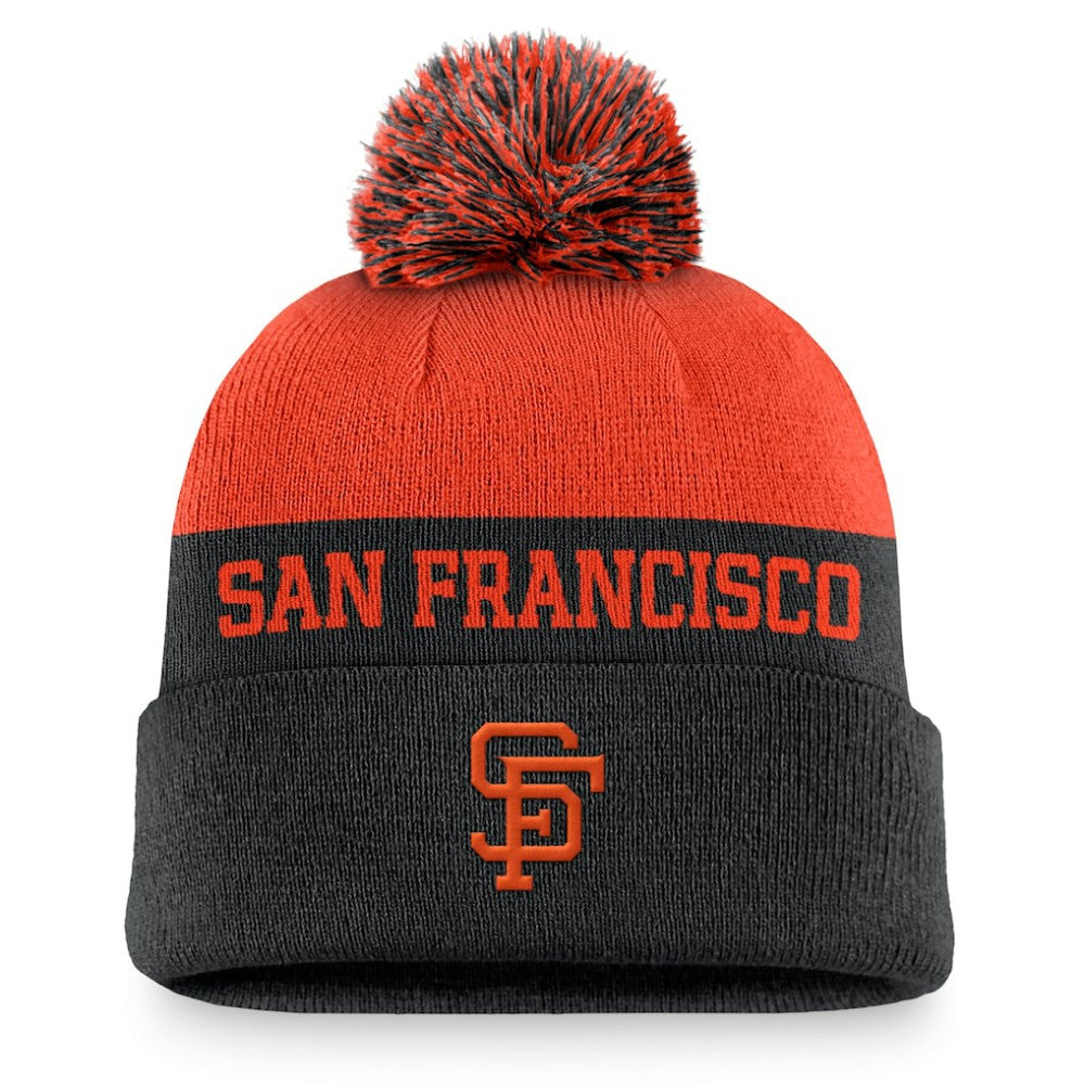 San Francisco Giants Rewind Peak Cuffed Knit Hat with Pom - Black | Nike