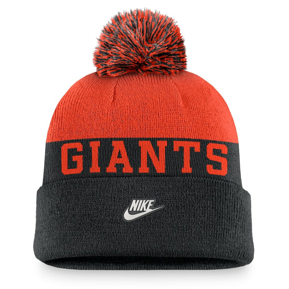 San Francisco Giants Rewind Peak Cuffed Knit Hat with Pom - Black | Nike