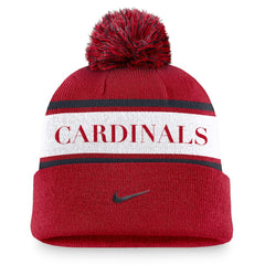 St. Louis Cardinals Team Stripe Peak Cuffed Knit Hat with Pom - Red | Nike