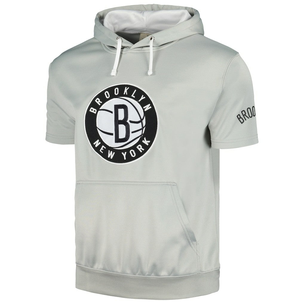 Brooklyn Nets Short Sleeve Pullover Hoodie - Silver/White | Fanatics for sale