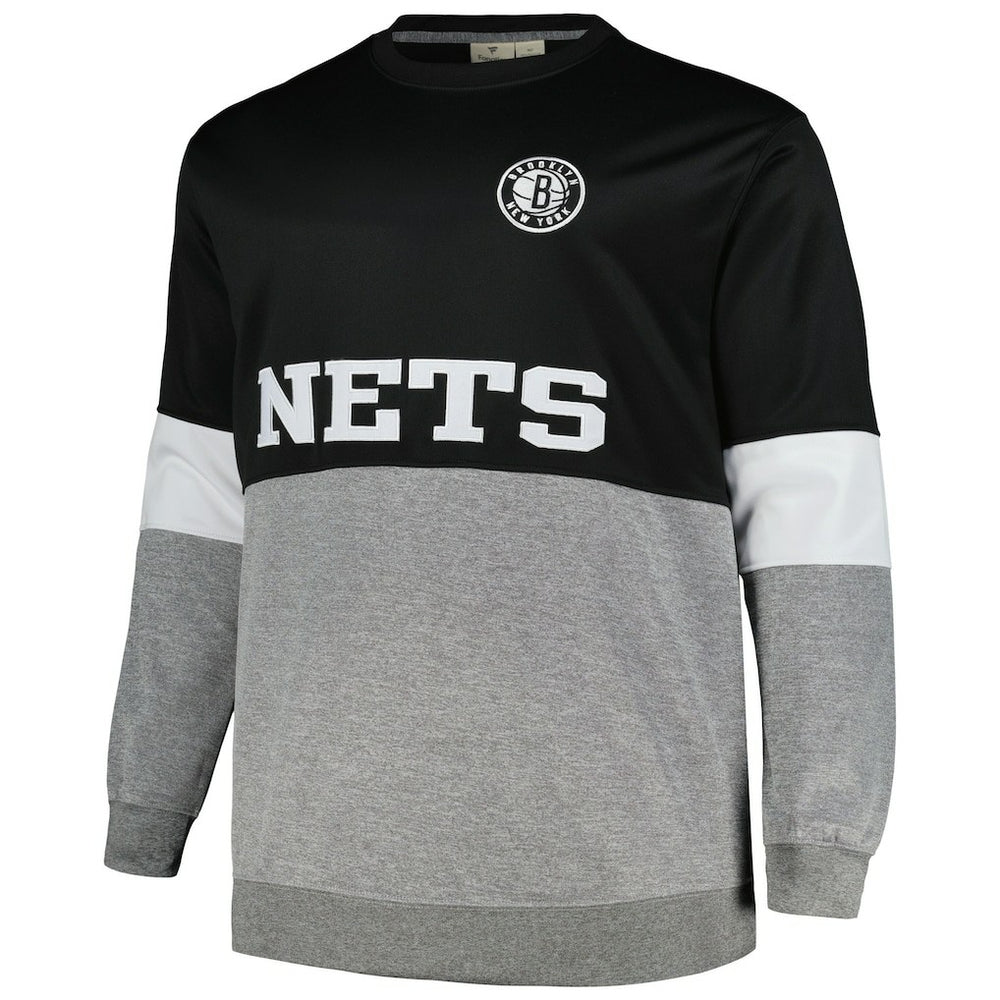 Brooklyn Nets Big & Tall Split Pullover Sweatshirt - Black/Heather Gray | Fanatics cheap