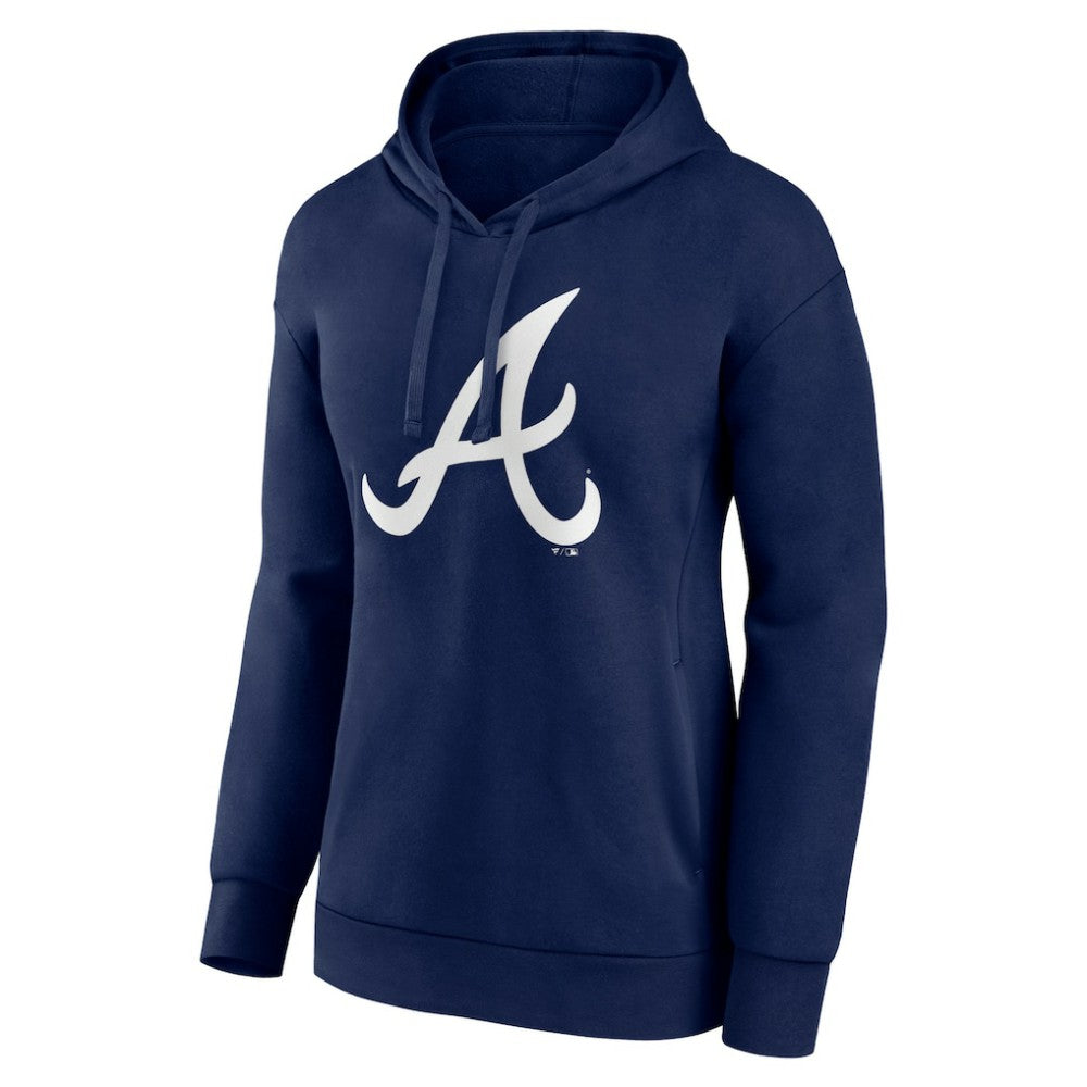 Atlanta Braves Women's Logo Pullover Hoodie - Navy