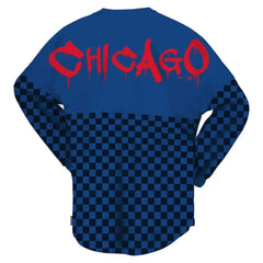 Chicago Cubs Women's Checker Print Long Sleeve T-Shirt - Royal