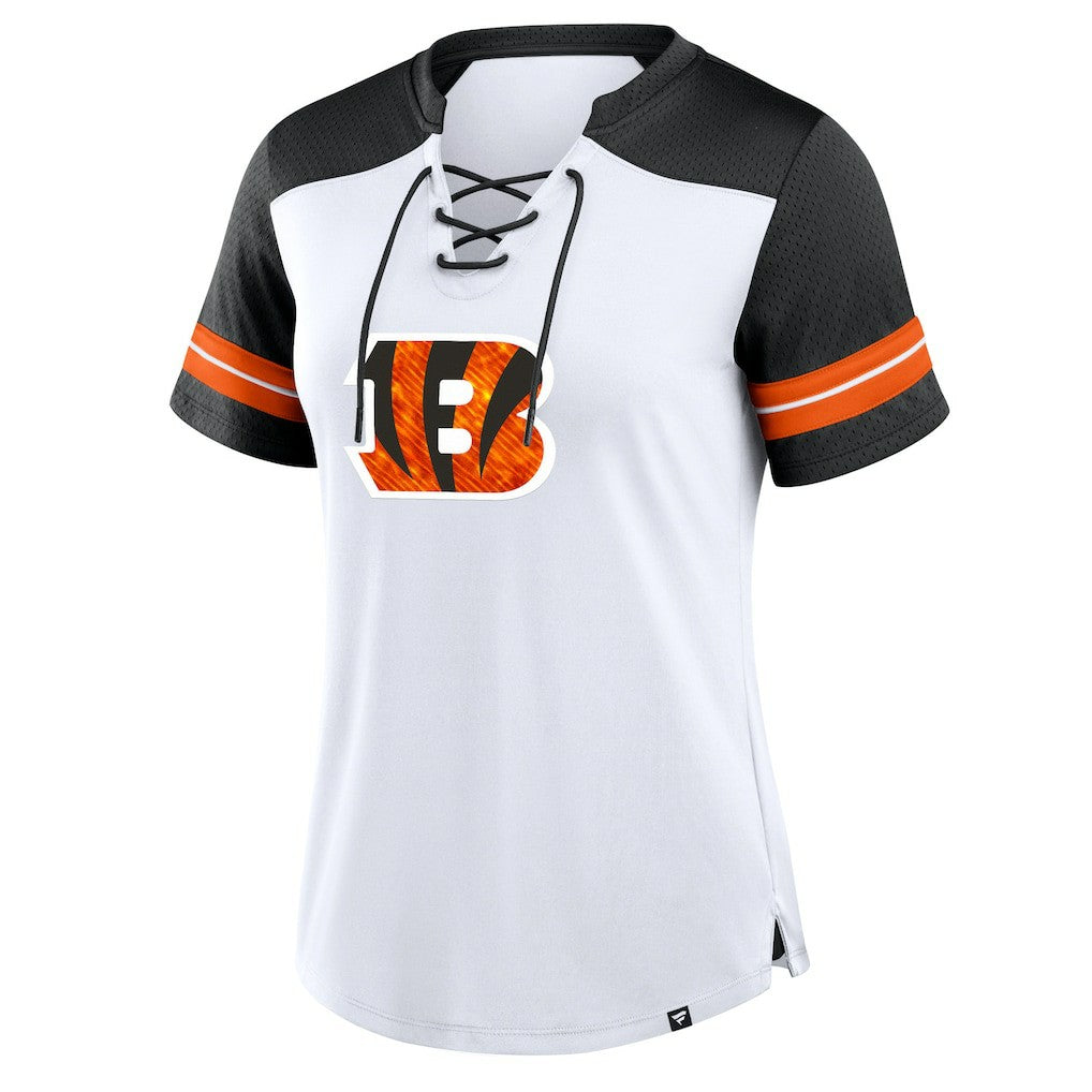 NFL Cincinnati Bengals Women's Foiled Primary Lace-Up T-Shirt