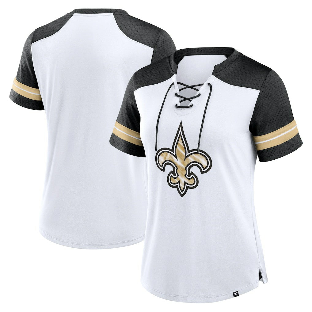 NFL New Orleans Saints Women's Foiled Primary Lace-Up T-Shirt