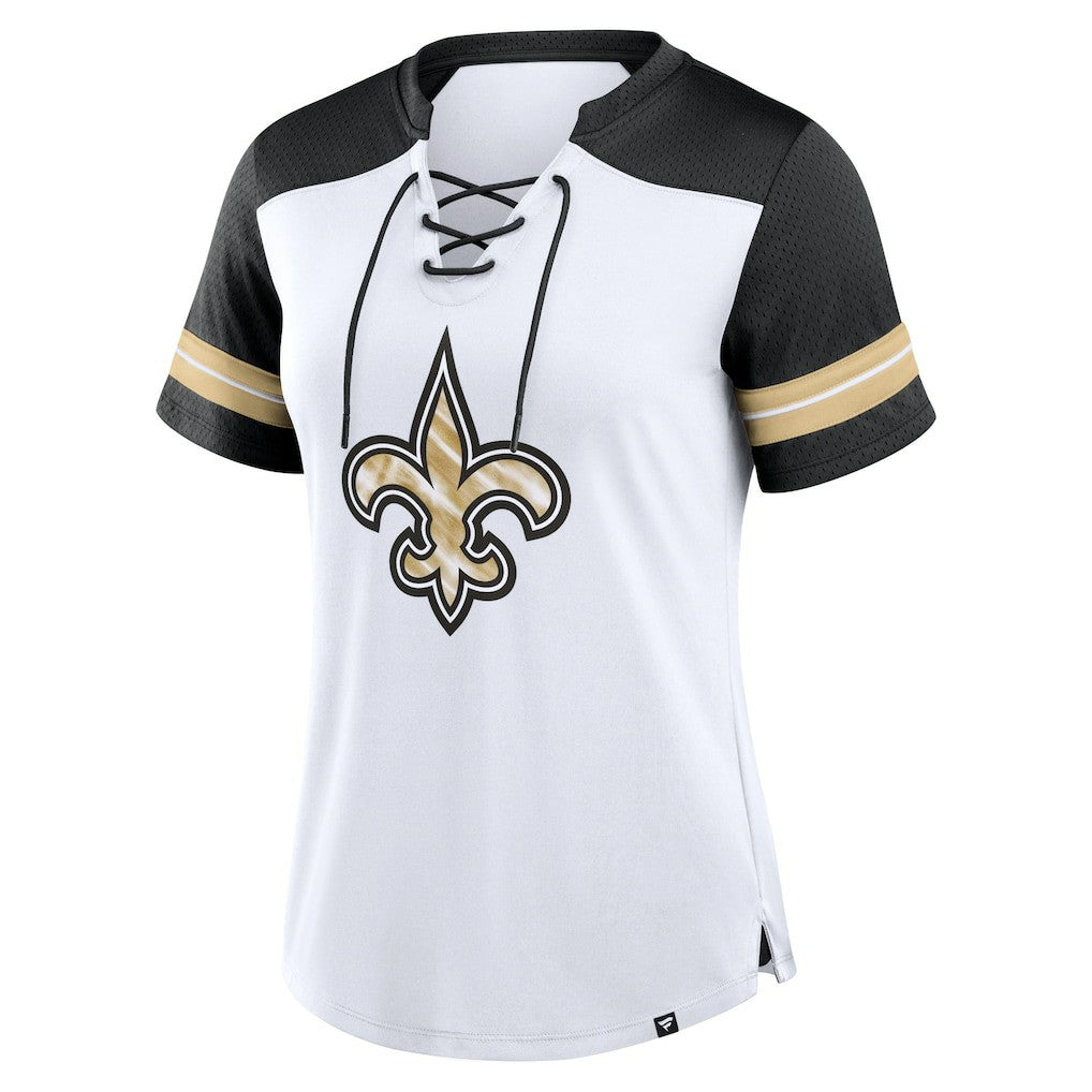 NFL New Orleans Saints Women's Foiled Primary Lace-Up T-Shirt